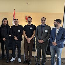 Teilnehmer des Podiums während der DRB-Reihe "Justiz im Dialog" in Potsdam